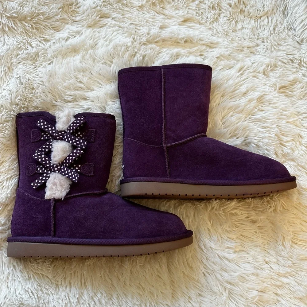 Koolaburra by UGG Victoria Short Purple Suede Boots Girls Size 5 NWOT Cozy